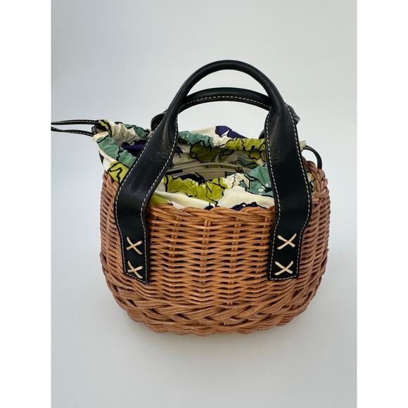 Kate Spade Wicker Basket Bag with Floral Drawstring Lining - Picture 1 of 6